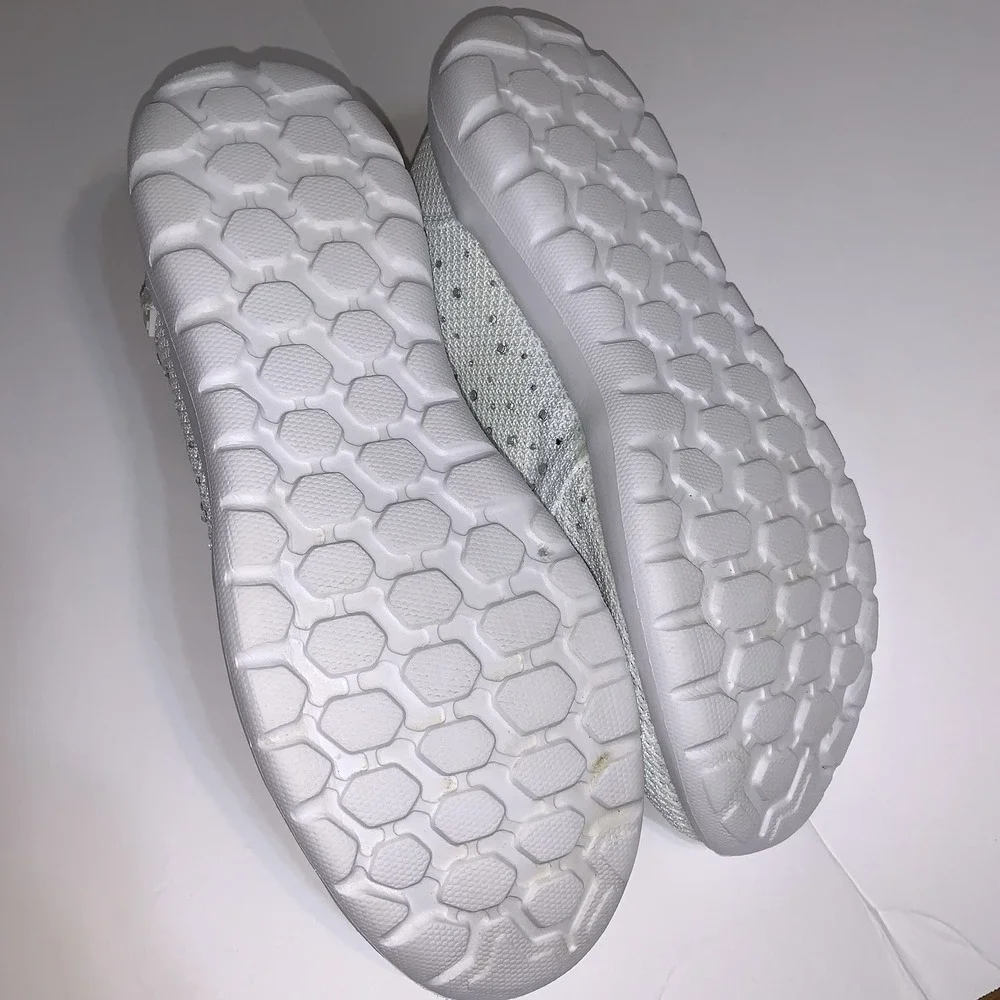 Women's Size 10 White Rhinestone Mesh Sneakers Bling Lace Up Sparkle Casual Glam
